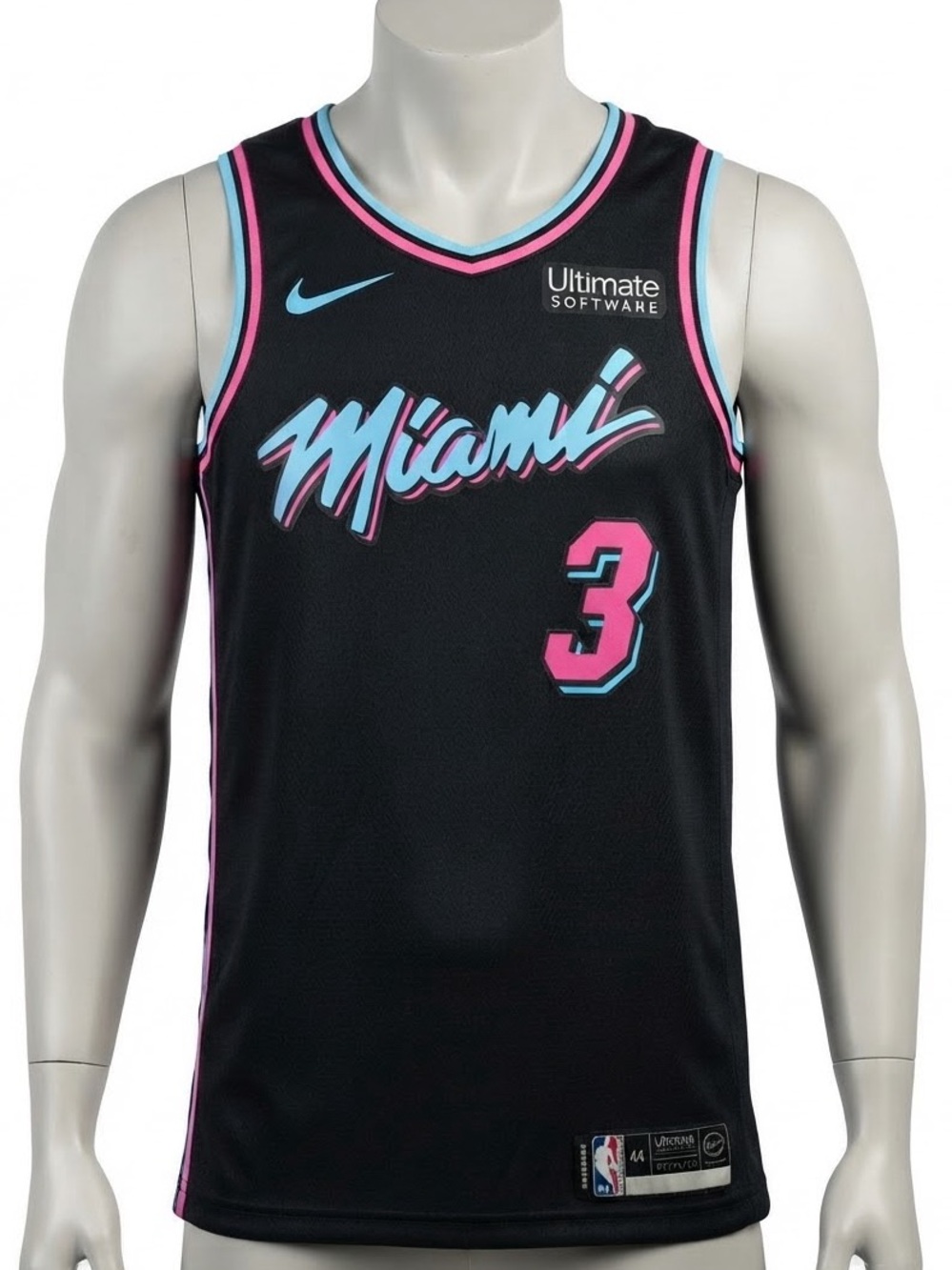 Nike Kids Miami Vice Black Basketball Jersey with Pink & Aqua Accents - #3